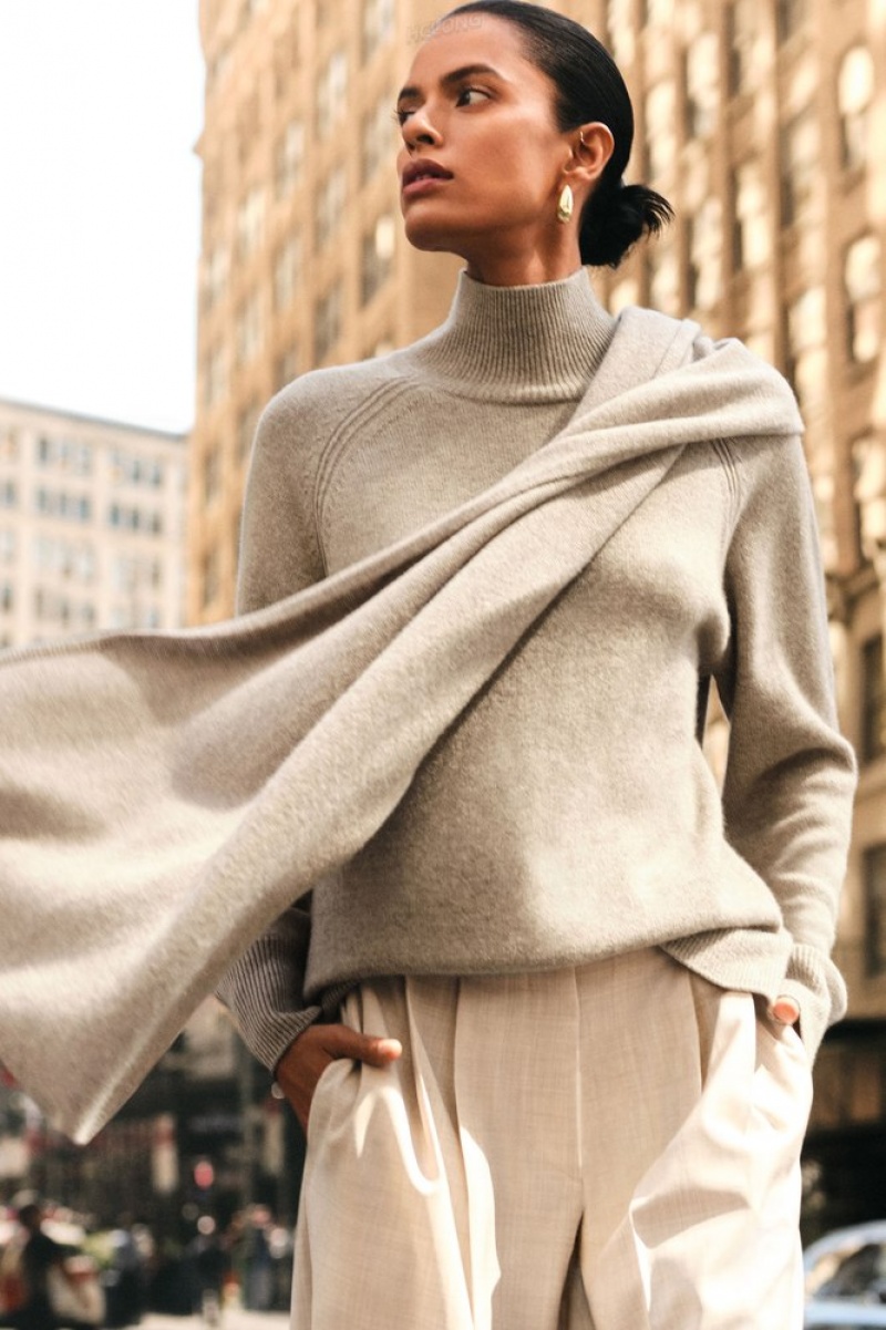 Undyed / Natural COS Pure Cashmere Turtleneck Sweater Sweaters & Cardigans | 409218-DLA