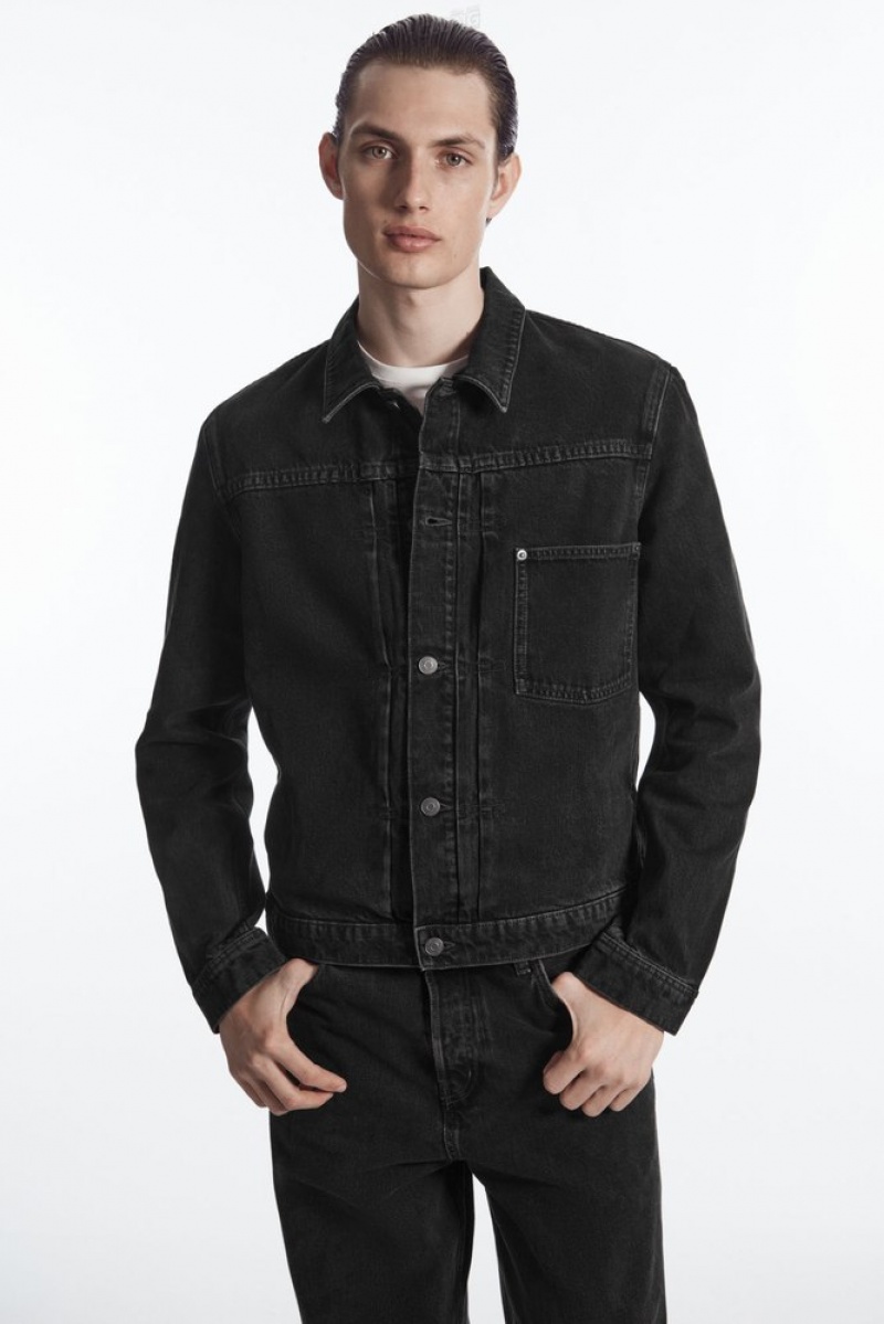 Washed Black COS Boxy Denim Jacket Coats & Jackets | 093562-FBN