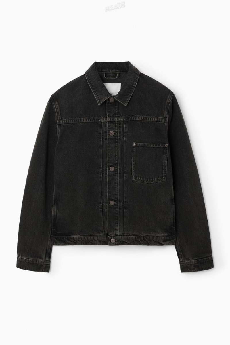 Washed Black COS Boxy Denim Jacket Coats & Jackets | 093562-FBN