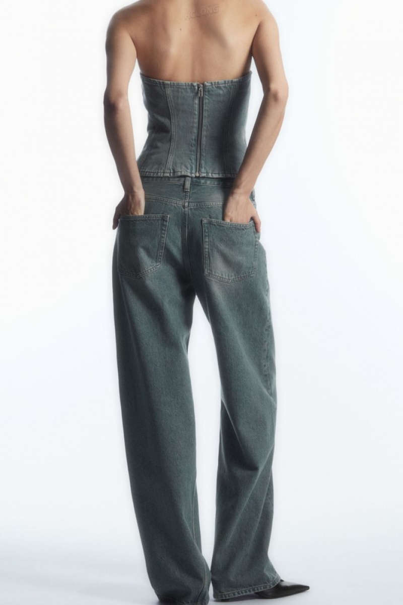 Washed Blue COS Facade Jeans - Straight Pants | 534721-EUR