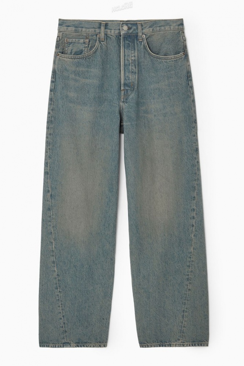 Washed Blue COS Facade Jeans - Straight Pants | 534721-EUR