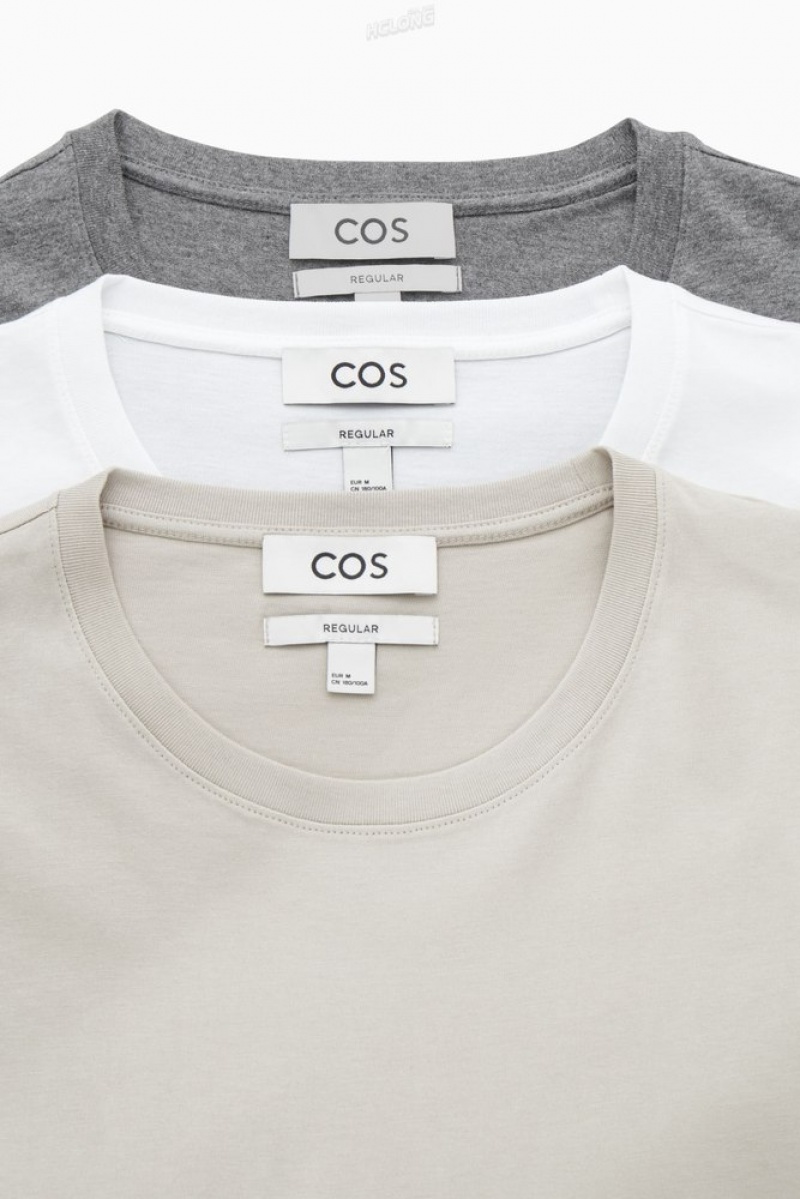 White COS 3-Pack The Extra Fine T-Shirts T-shirts | 674038-UEK