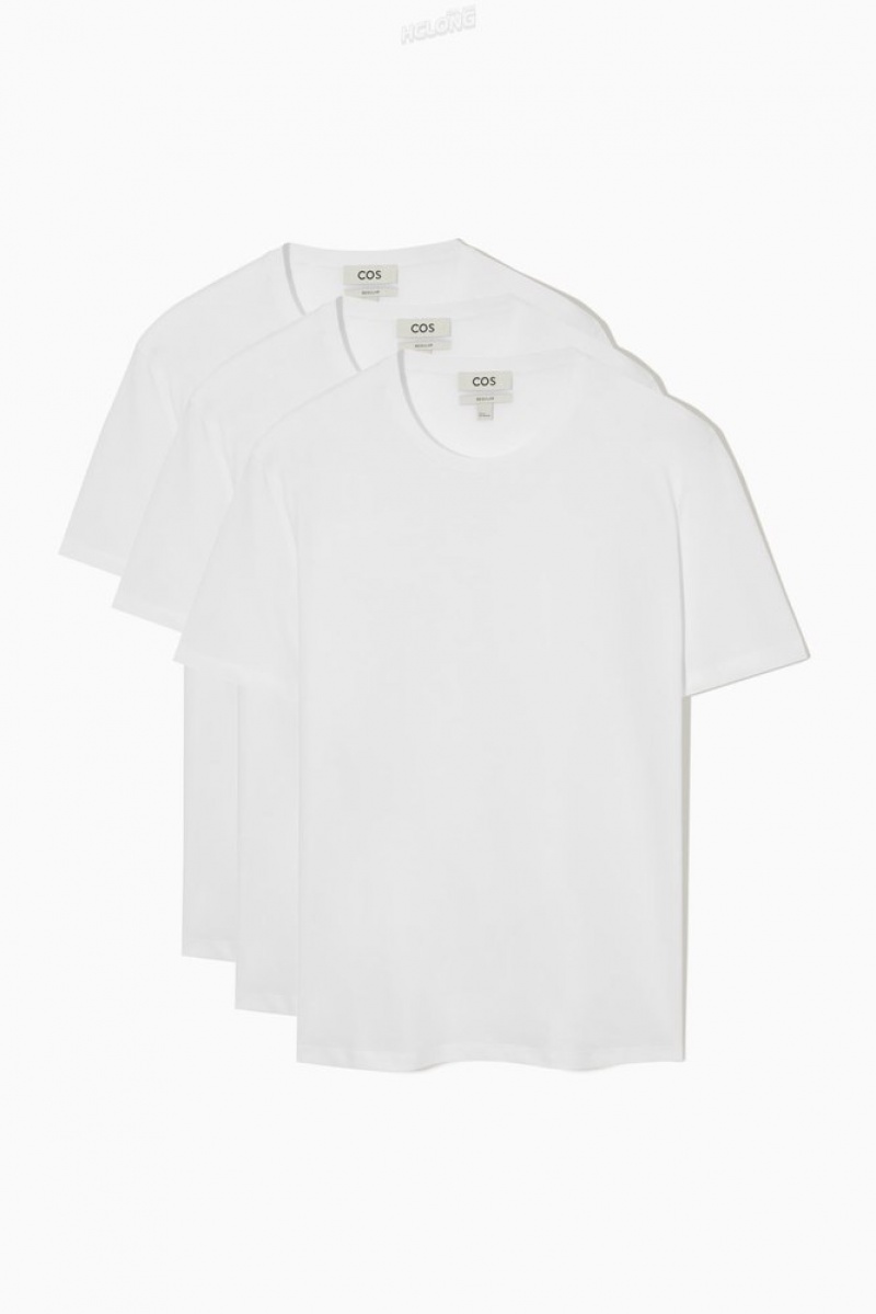 White COS 3-Pack The Extra Fine T-Shirts T-shirts | 572360-QUO