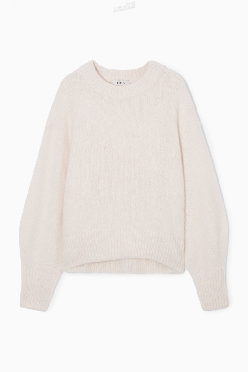 White COS Alpaca-Blend Crew-Neck Jumper Knitwear & Cardigans | 619230-KWN