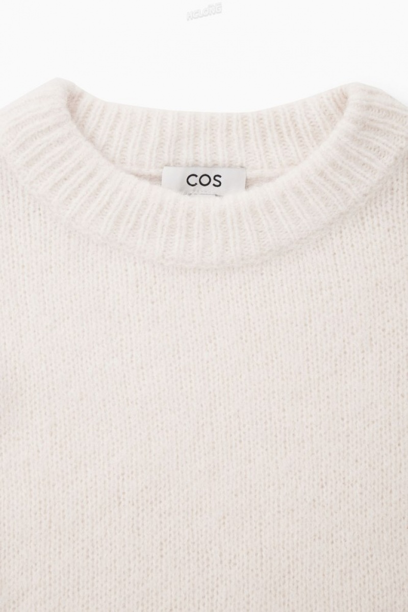 White COS Alpaca-Blend Crew-Neck Jumper Knitwear & Cardigans | 619230-KWN