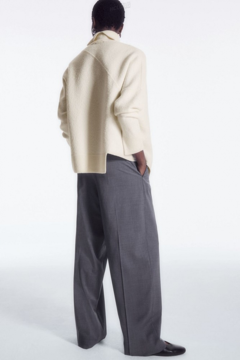 White COS Asymmetric Merino Wool Sweater Sweaters & Cardigans | 487391-ZWD