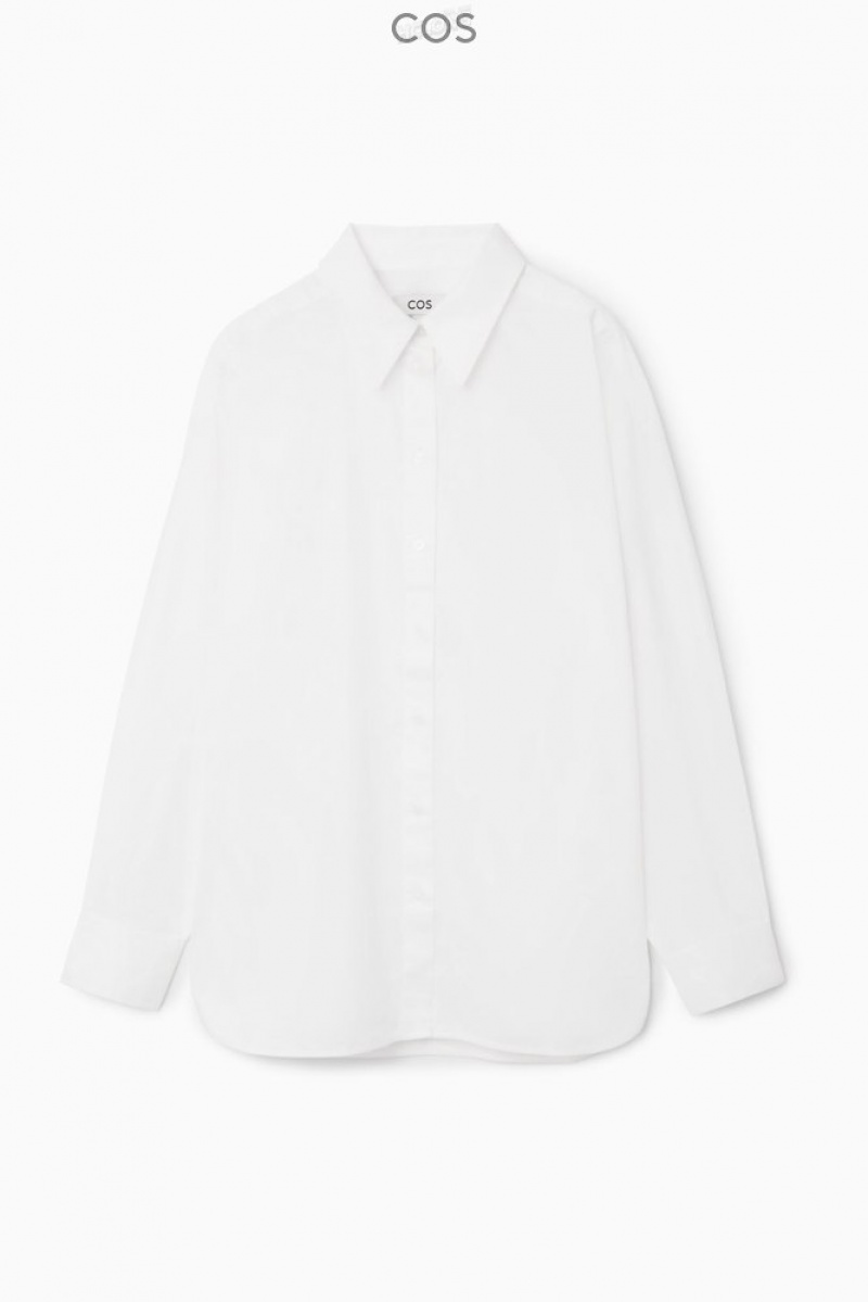 White COS Batwing-Sleeve Twill Shirt Shirts & Blouses | 645923-RFM