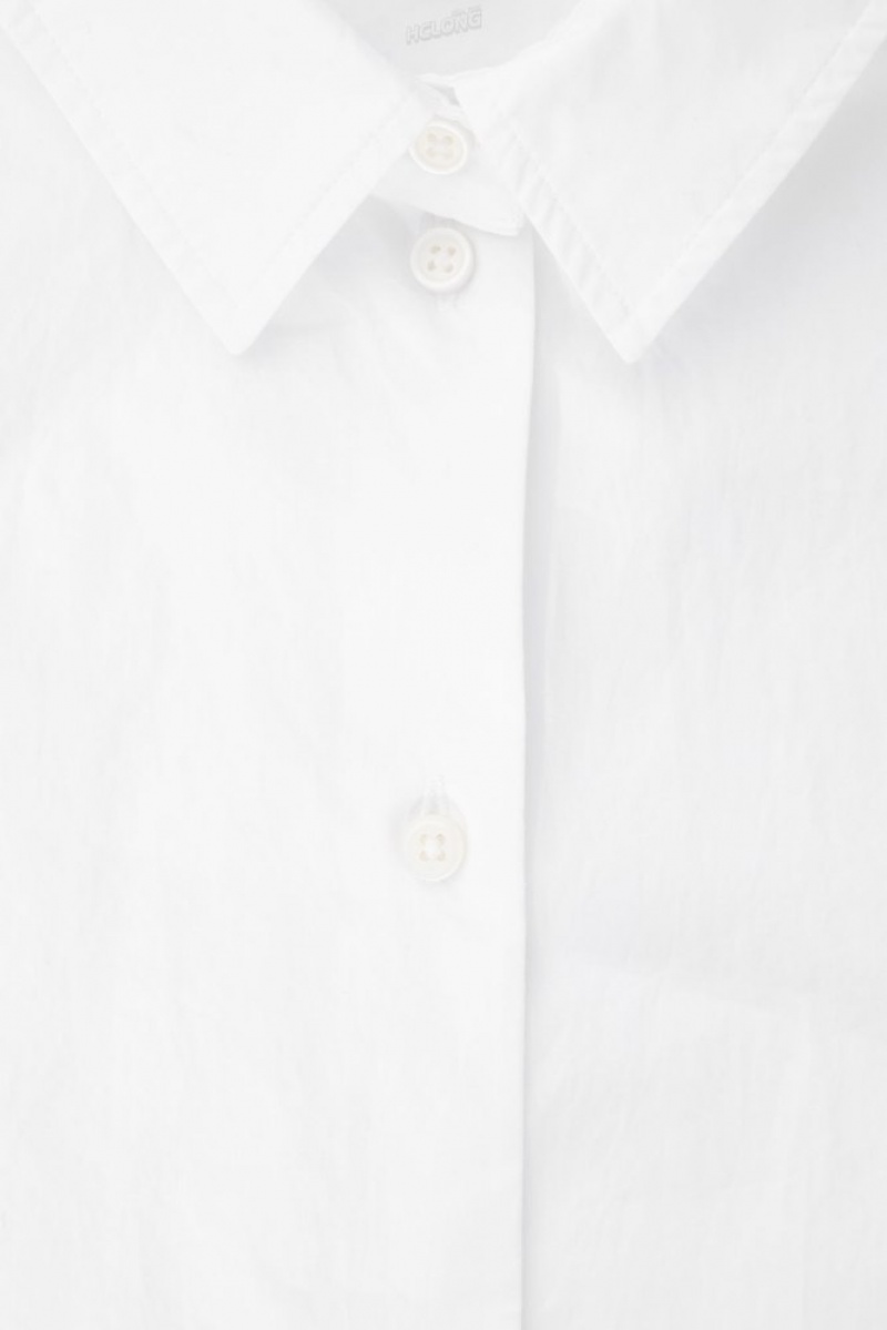 White COS Boxy Short-Sleeved Poplin Shirt Tops | 378621-JDI