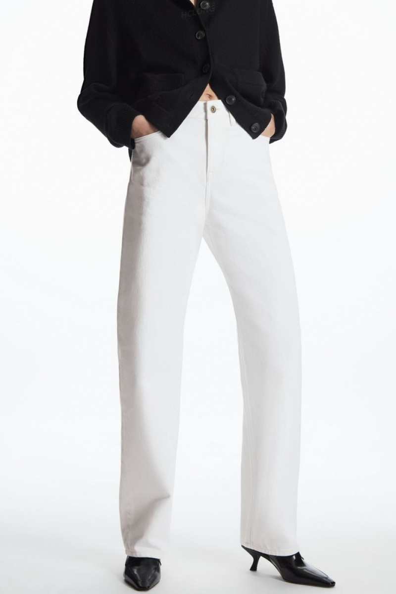 White COS Column Jeans - Straight Trousers | 570836-URZ