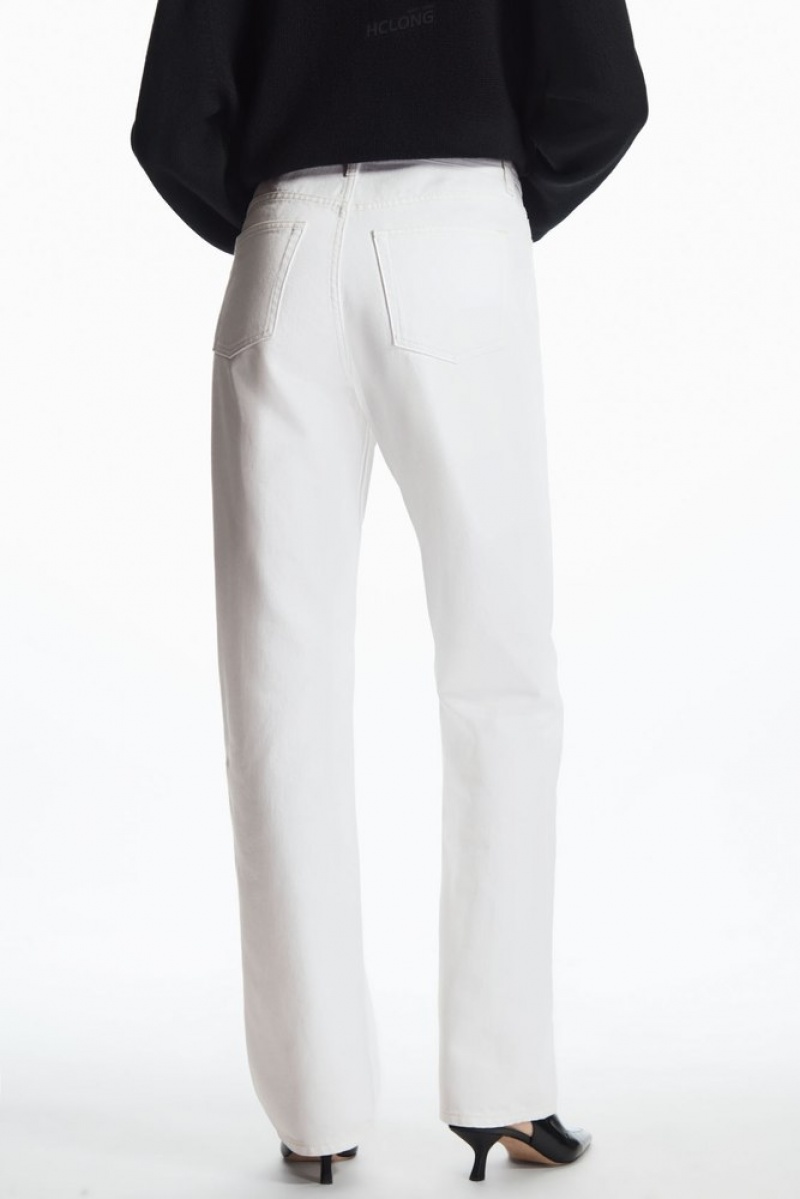 White COS Column Jeans - Straight Trousers | 570836-URZ