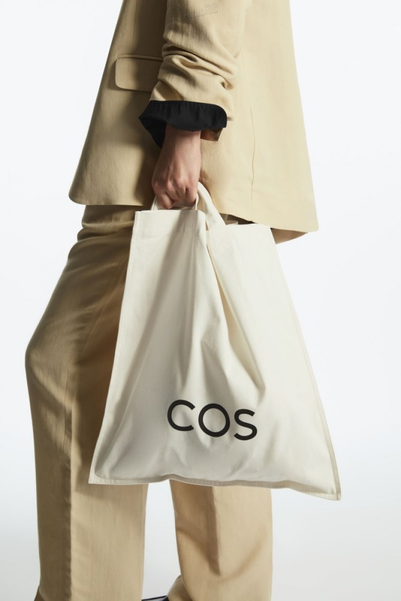 White COS Cos Canvas Tote Bag Bags | 802916-QDT