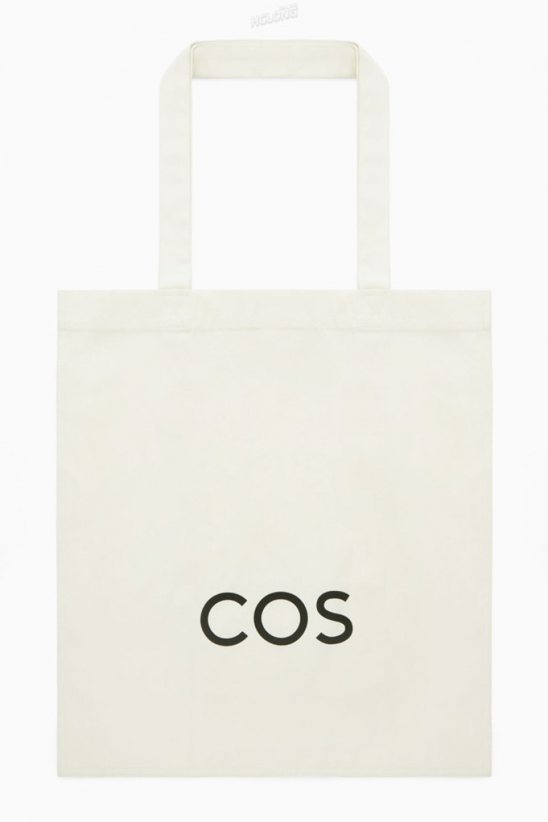 White COS Cos Canvas Tote Bag Bags | 802916-QDT