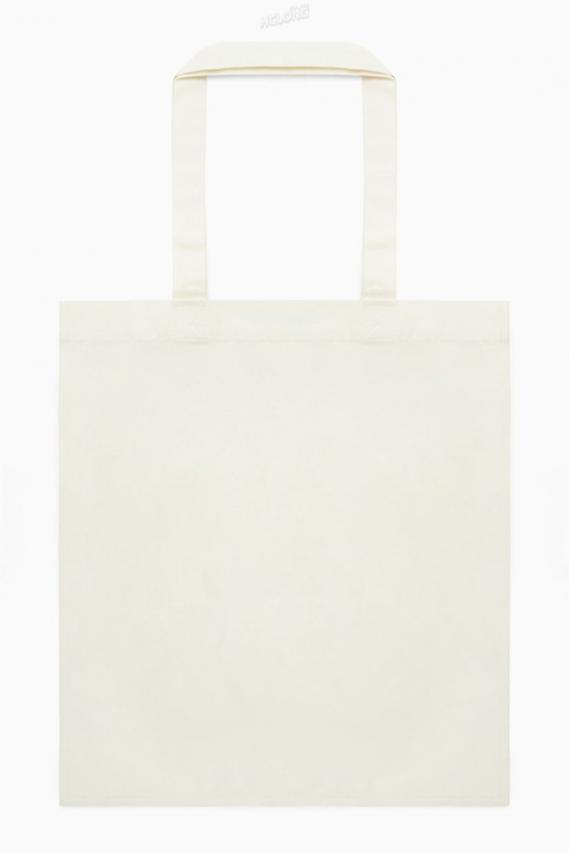 White COS Cos Canvas Tote Bag Bags | 802916-QDT