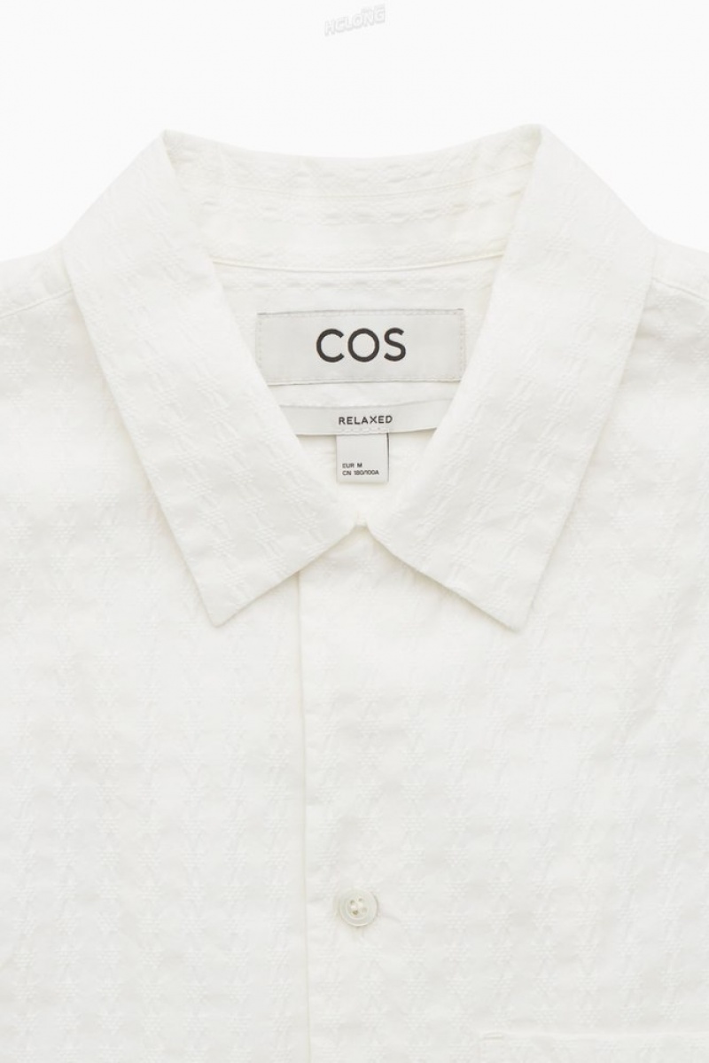 White COS Crochet Short-Sleeve Shirt Shirts | 230149-NCB