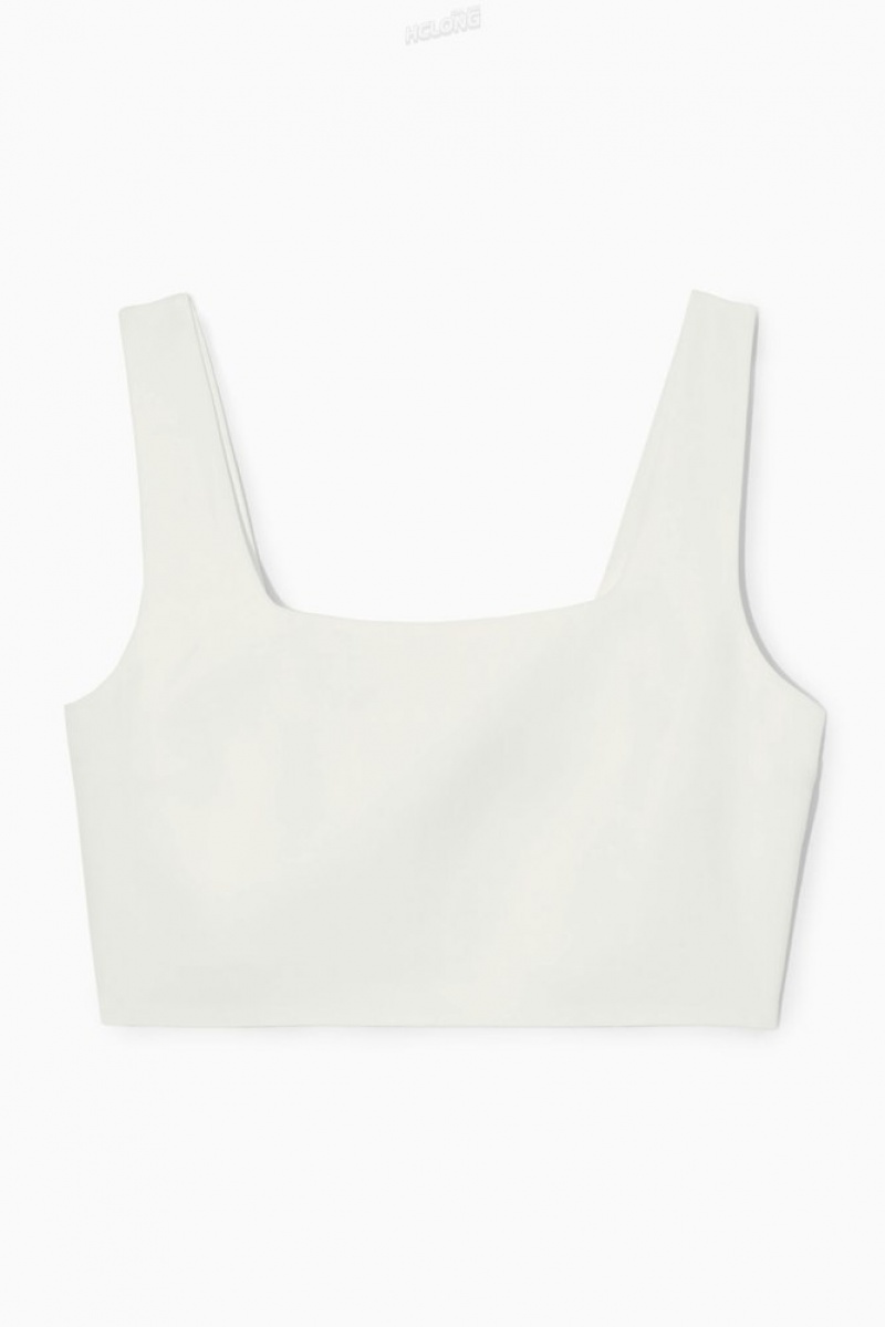 White COS Linen-Blend Bustier Tops | 125397-JUA