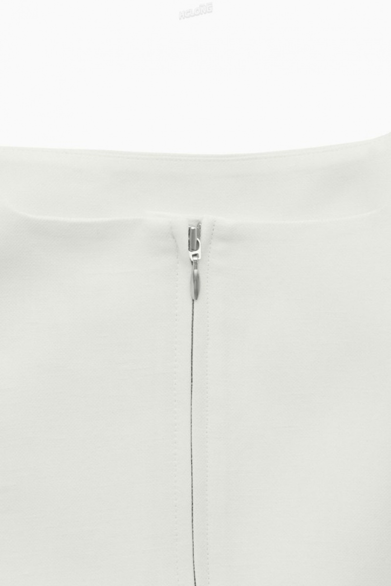 White COS Linen-Blend Bustier Tops | 125397-JUA