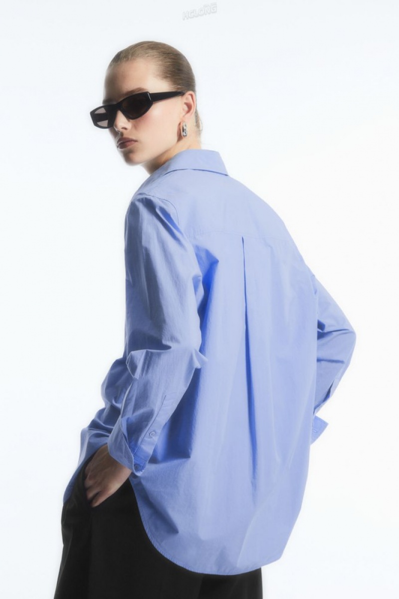 White COS Oversized Long-Sleeve Shirt Shirts & Blouses | 295364-AUW