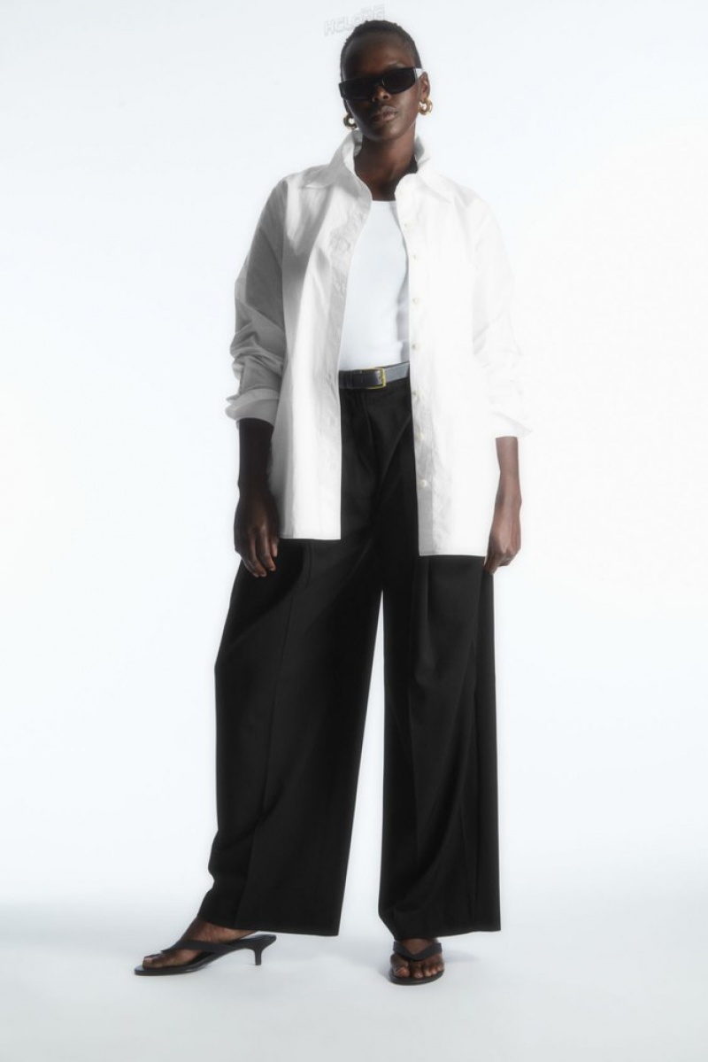 White COS Oversized Long-Sleeve Shirt Shirts & Blouses | 987125-BNL