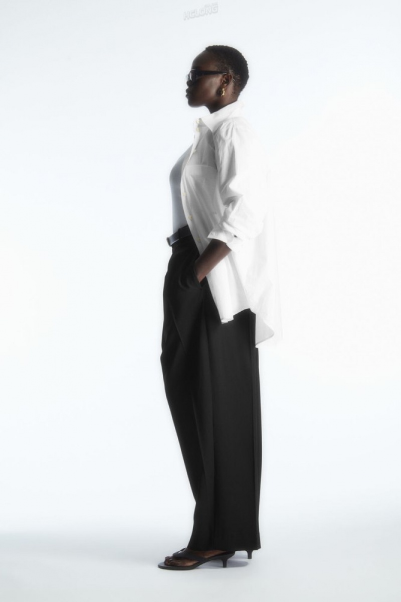 White COS Oversized Long-Sleeve Shirt Shirts & Blouses | 987125-BNL