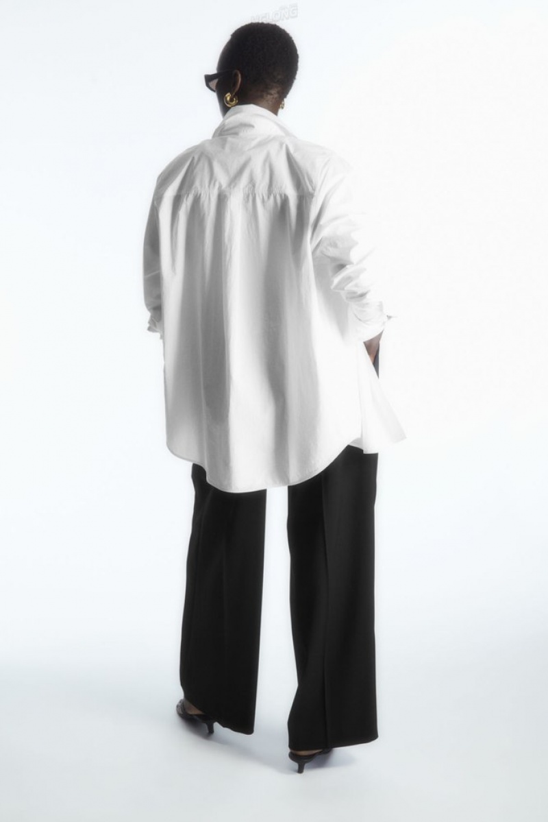 White COS Oversized Long-Sleeve Shirt Shirts & Blouses | 987125-BNL