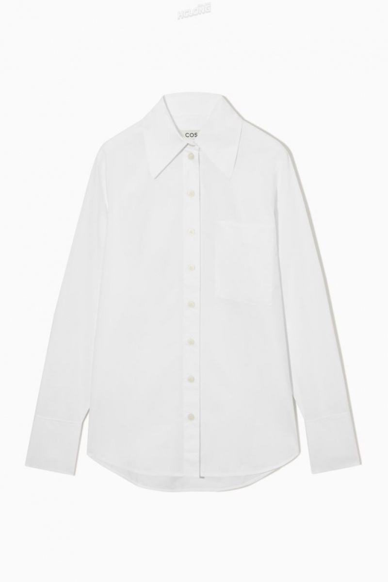 White COS Oversized Long-Sleeve Shirt Shirts & Blouses | 987125-BNL