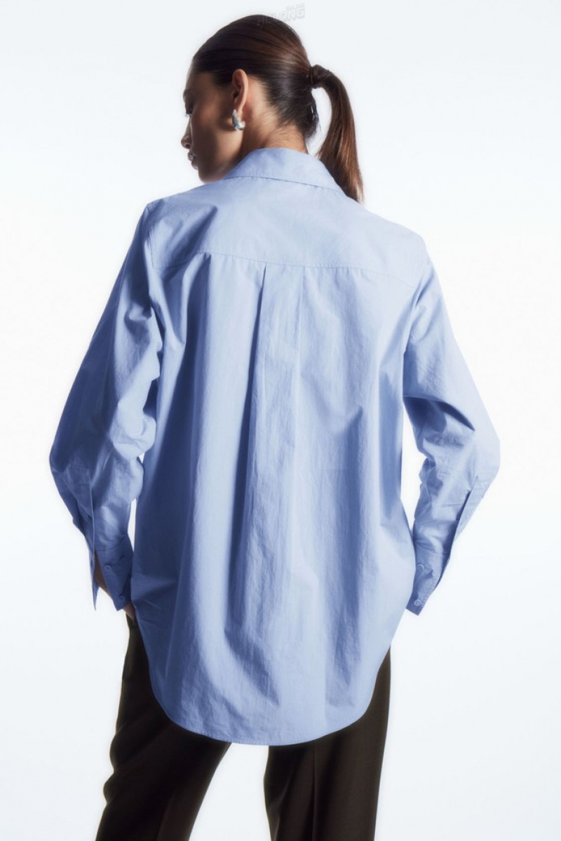 White COS Oversized Long-Sleeve Shirt Shirts & Blouses | 643218-YAX