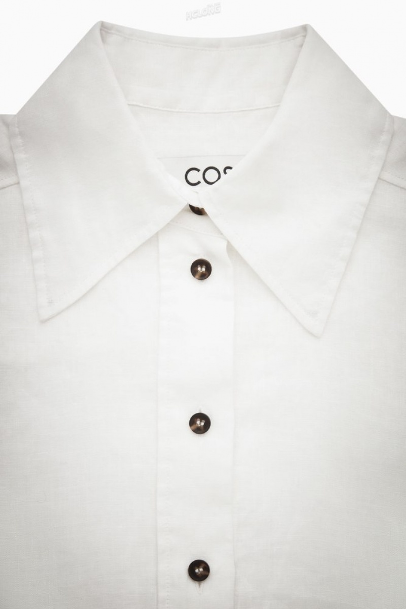 White COS Regular-Fit Linen Shirt Shirts & Blouses | 867290-YXW