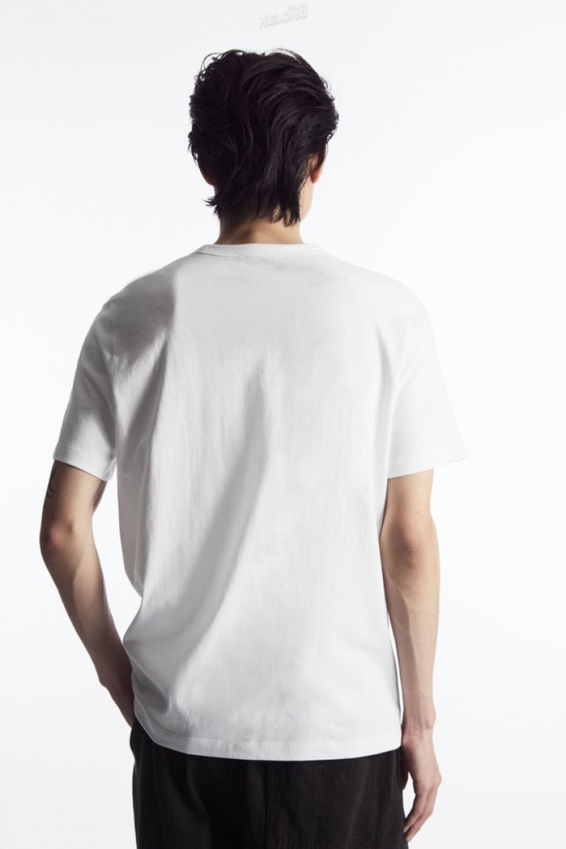 White COS Regular-Fit Mid-Weight Brushed T-Shirt T-shirts | 084956-CEO