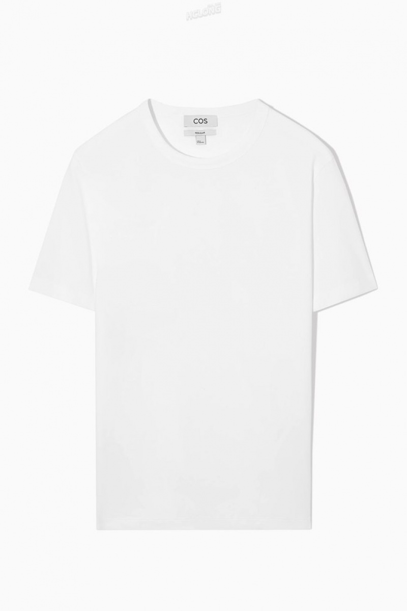 White COS Regular-Fit Mid-Weight Brushed T-Shirt T-shirts | 084956-CEO