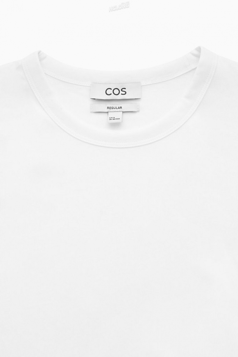 White COS Regular-Fit Mid-Weight Brushed T-Shirt T-shirts | 084956-CEO