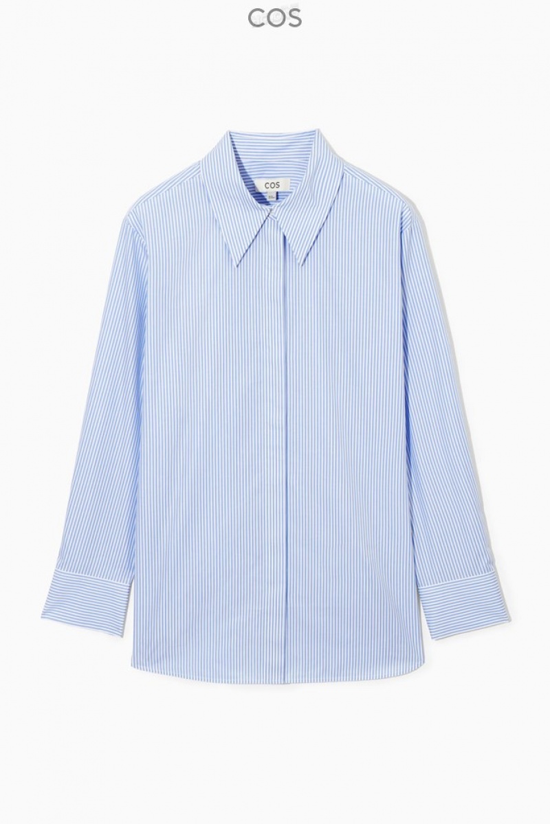 White COS Relaxed Cotton-Poplin Shirt Shirts & Blouses | 296781-ABC