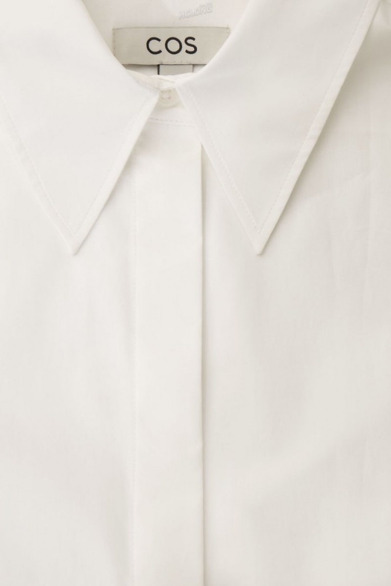 White COS Relaxed Cotton-Poplin Shirt Shirts & Blouses | 091836-CUN