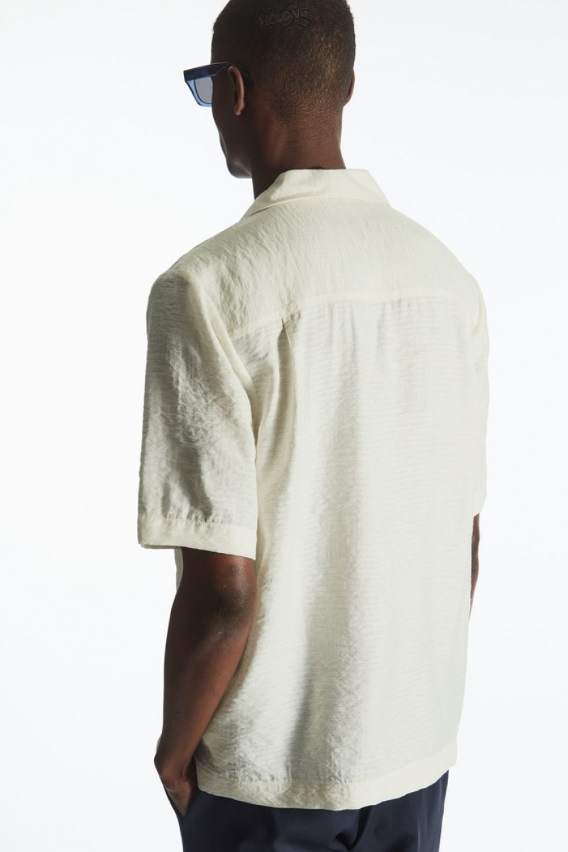 White COS Textured Short-Sleeved Shirt Shirts | 914870-DBE