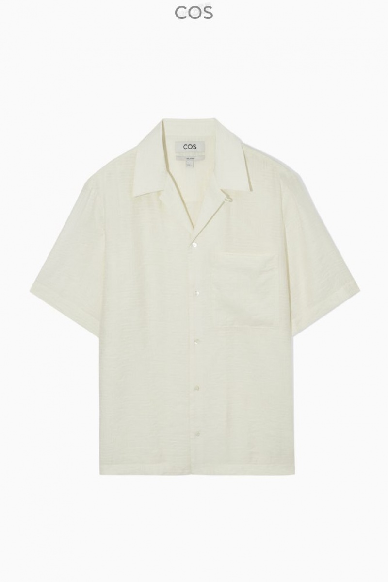 White COS Textured Short-Sleeved Shirt Shirts | 914870-DBE