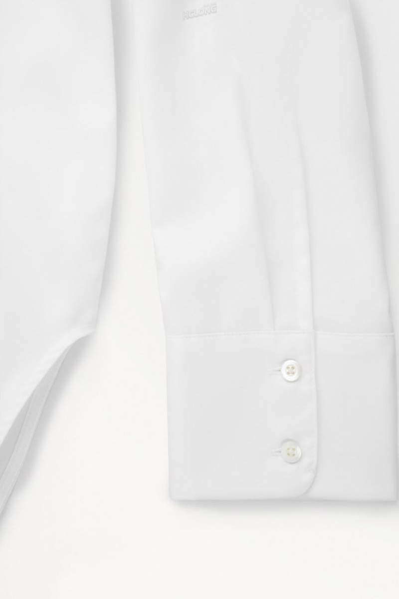 White COS The Oversized Cotton-Sateen Shirt Shirts & Blouses | 592031-HPO