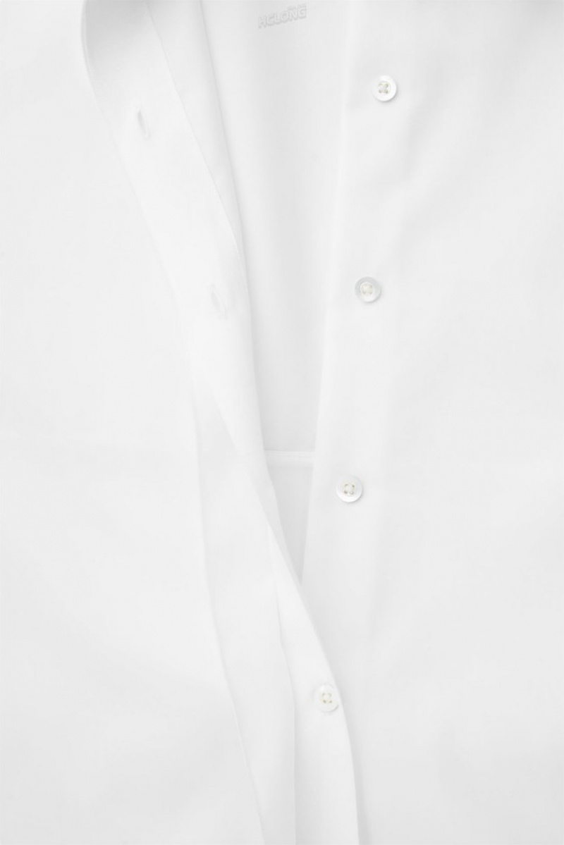 White COS The Oversized Cotton-Sateen Shirt Shirts & Blouses | 592031-HPO