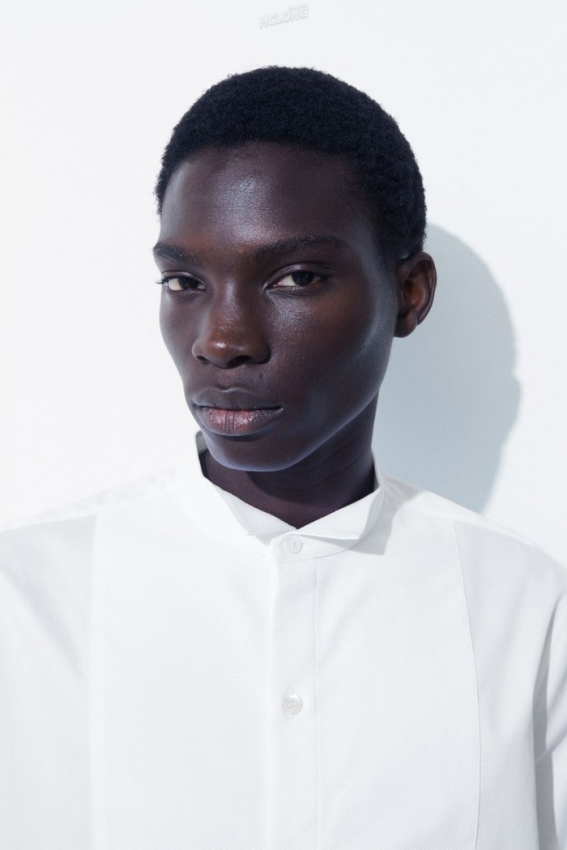 White COS The Poplin Tuxedo Shirt Shirts | 905243-OXK