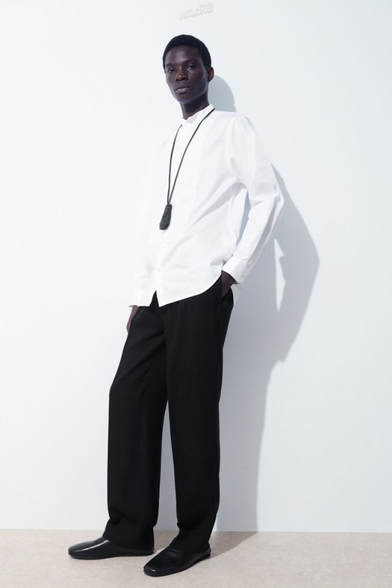 White COS The Poplin Tuxedo Shirt Shirts | 905243-OXK