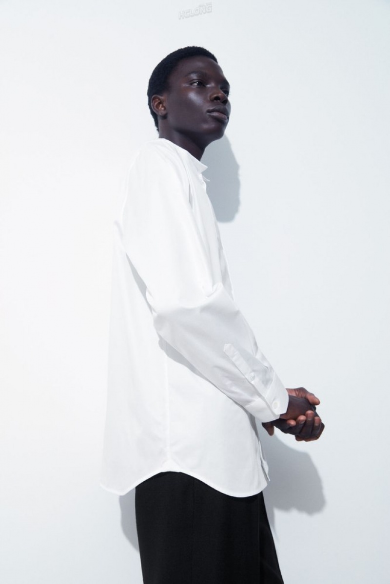 White COS The Poplin Tuxedo Shirt Shirts | 905243-OXK