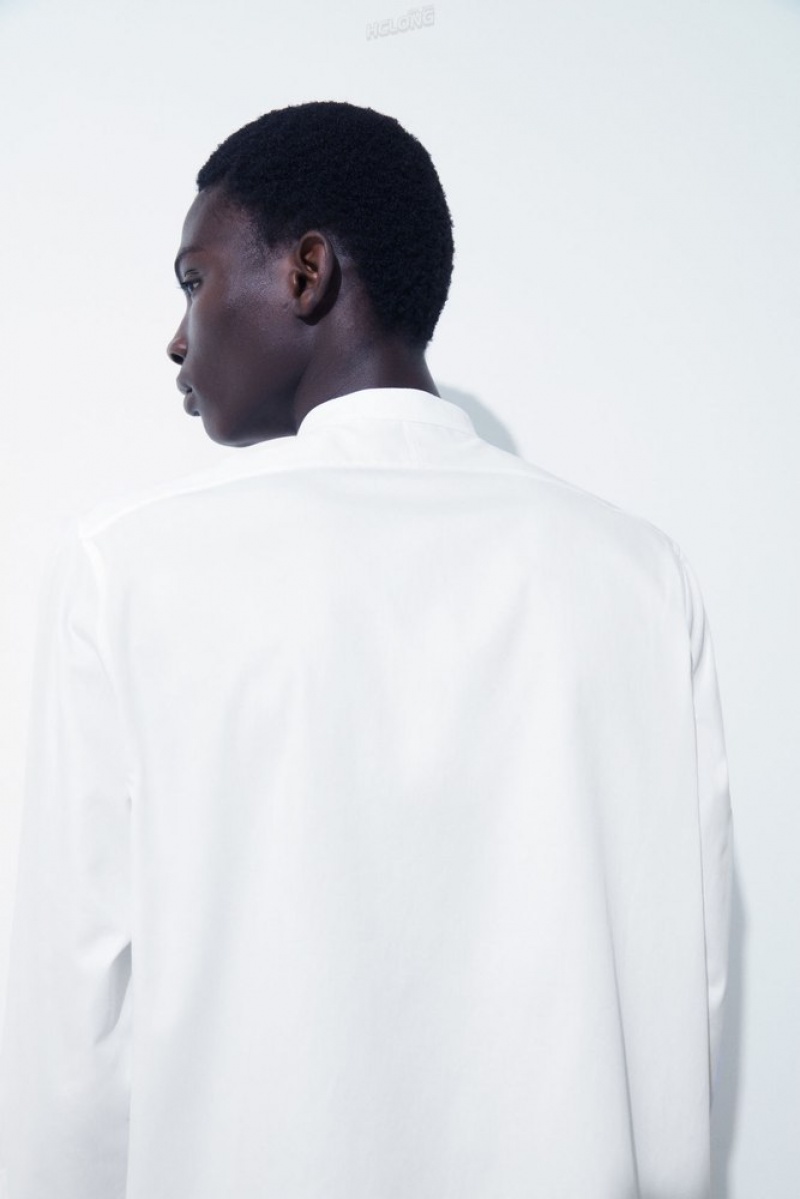 White COS The Poplin Tuxedo Shirt Shirts | 905243-OXK