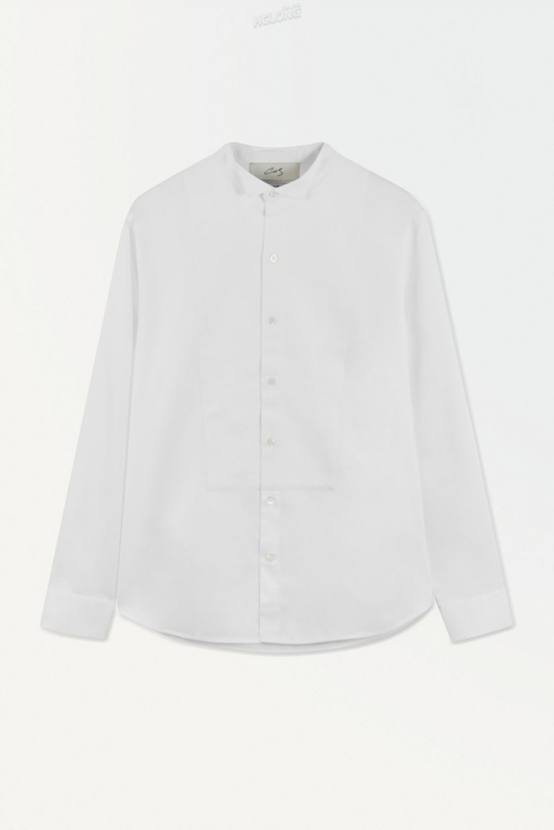 White COS The Poplin Tuxedo Shirt Shirts | 905243-OXK