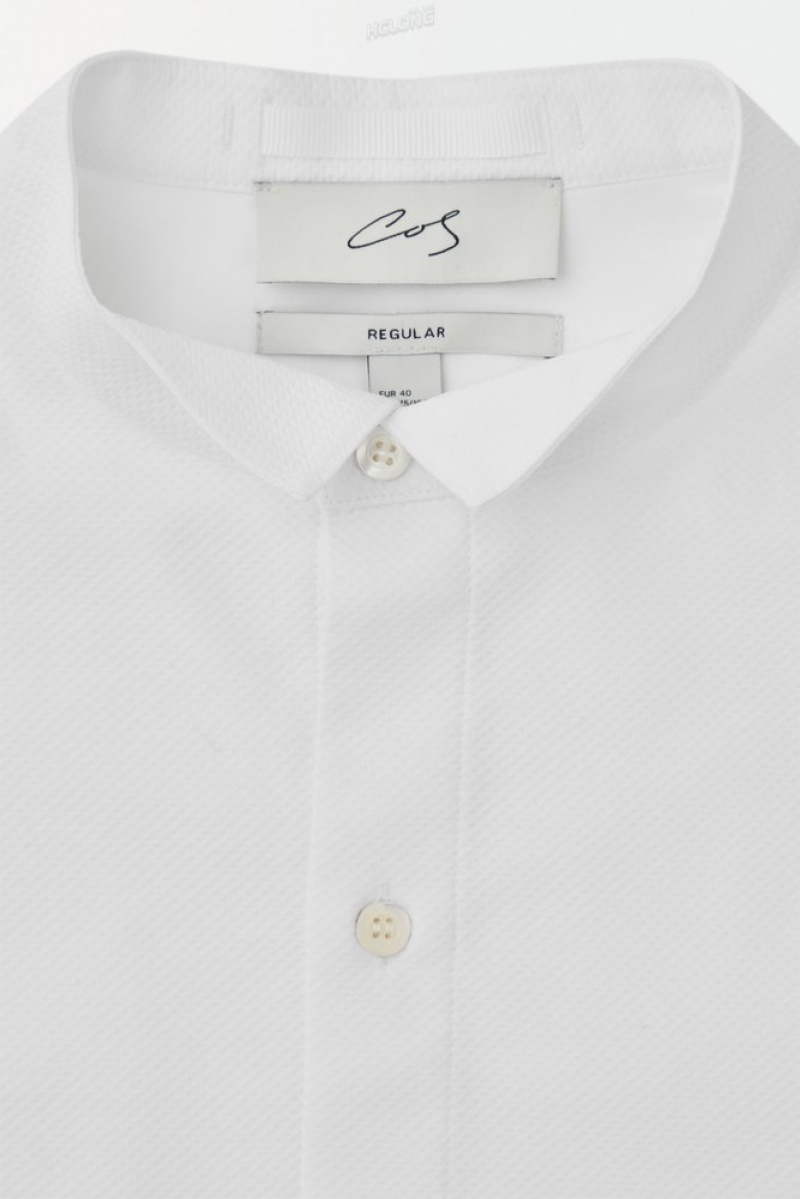 White COS The Poplin Tuxedo Shirt Shirts | 905243-OXK