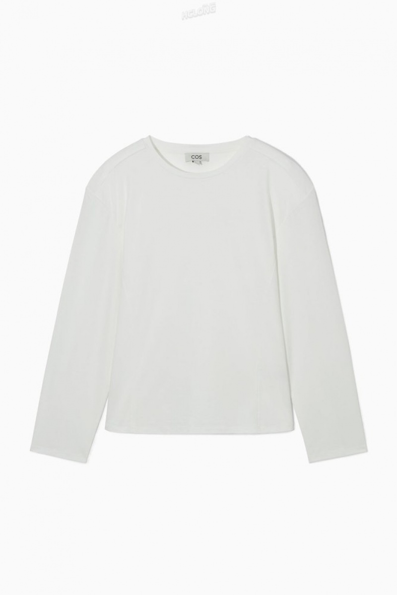 White COS Waisted Long-Sleeved Top Tops | 793648-NWD