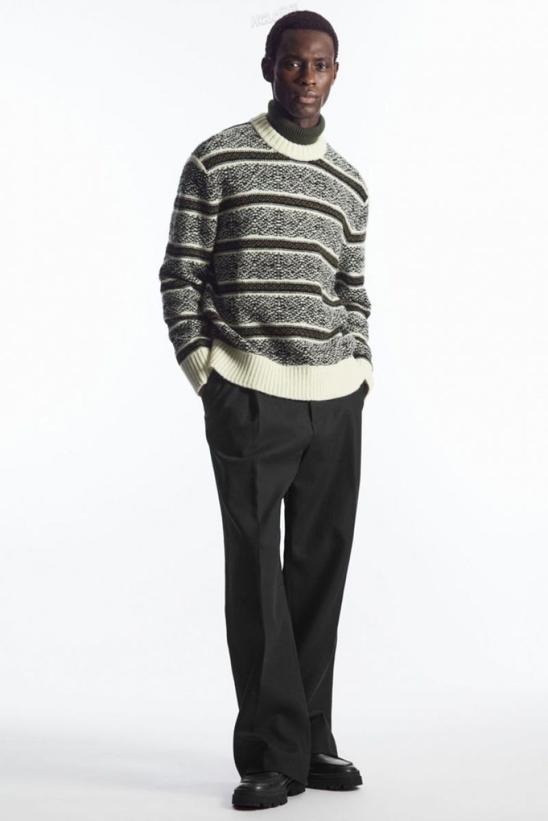 White / Black COS Fair Isle Wool Jumper Knitwear | 735208-UGO