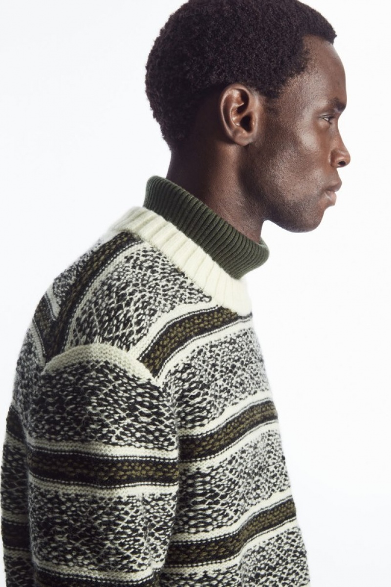 White / Black COS Fair Isle Wool Jumper Knitwear | 735208-UGO