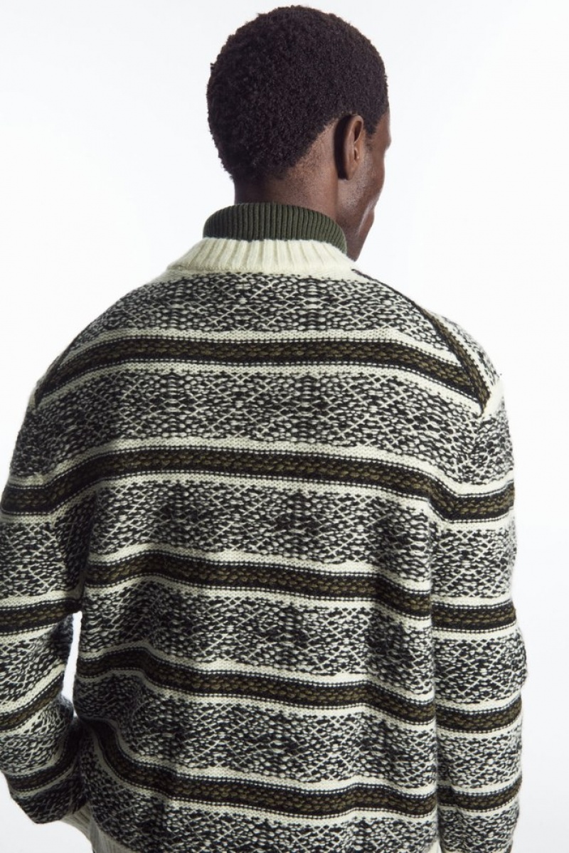 White / Black COS Fair Isle Wool Jumper Knitwear | 735208-UGO