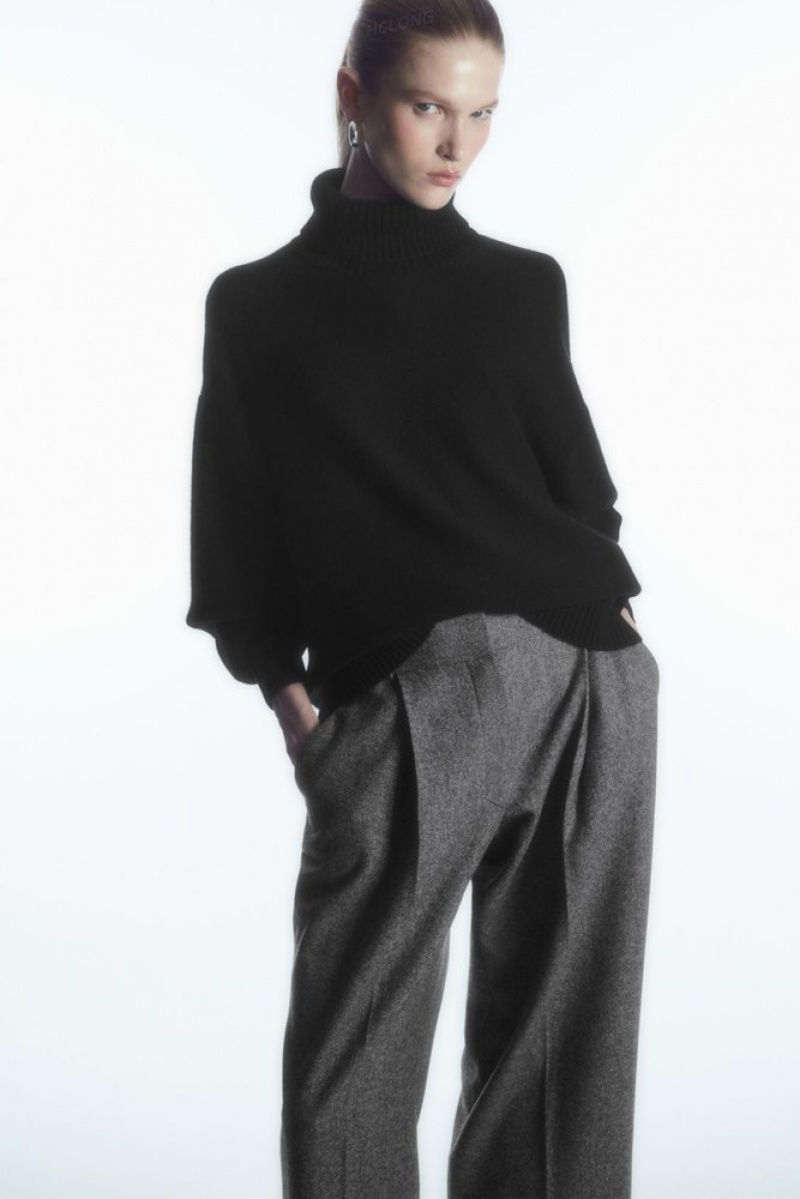 White / Black COS Tailored Wool-Flannel Culottes Trousers | 526187-NJP