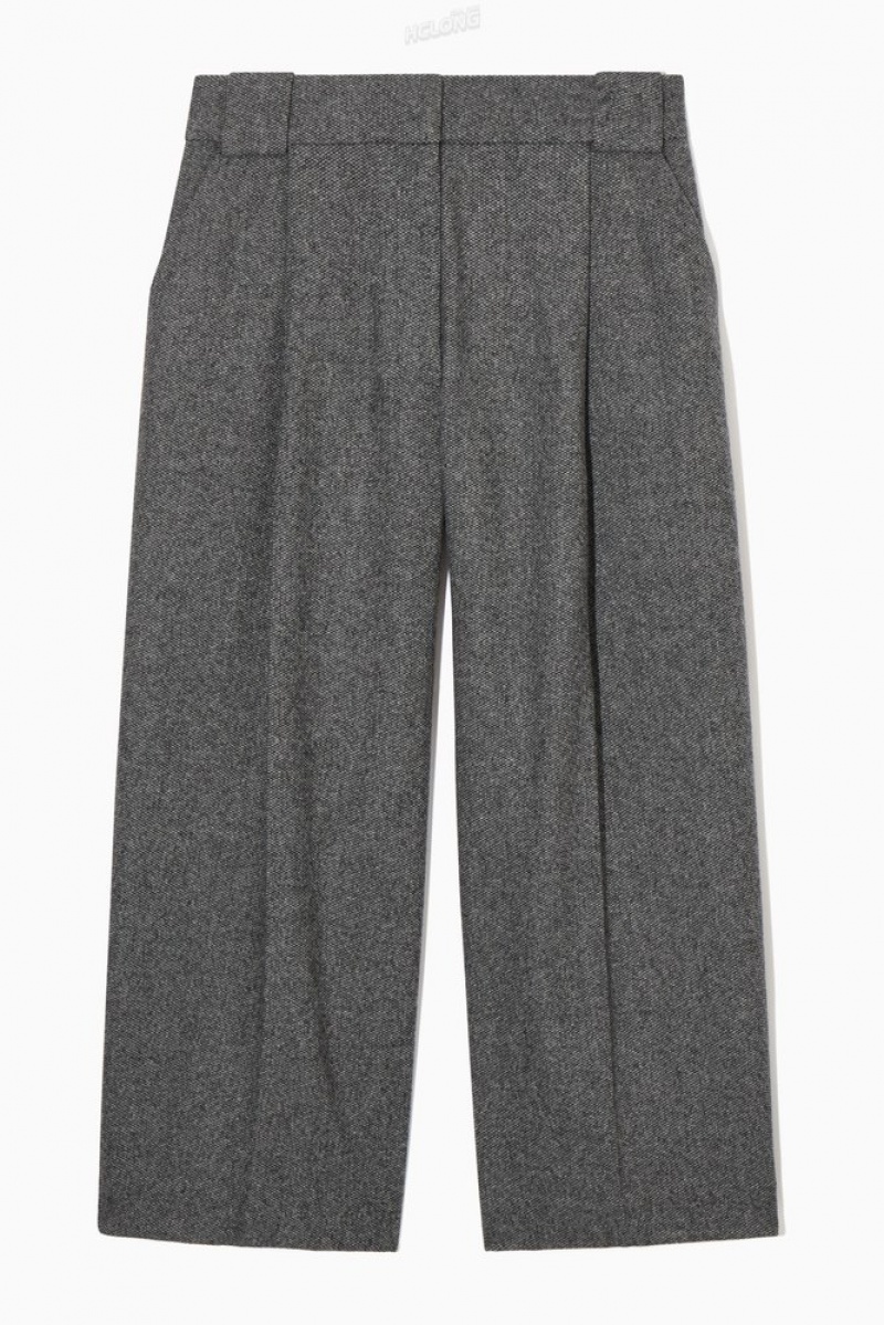 White / Black COS Tailored Wool-Flannel Culottes Trousers | 526187-NJP