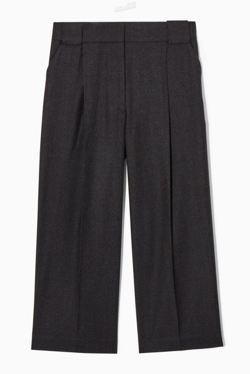 White / Black COS Tailored Wool-Flannel Culottes Trousers | 584279-UJW