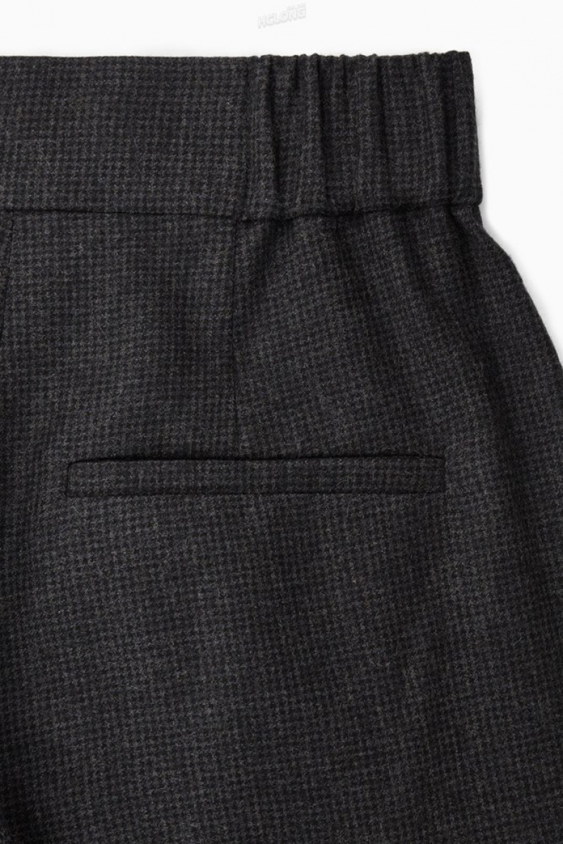 White / Black COS Tailored Wool-Flannel Culottes Trousers | 584279-UJW